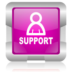 support pink square web glossy icon