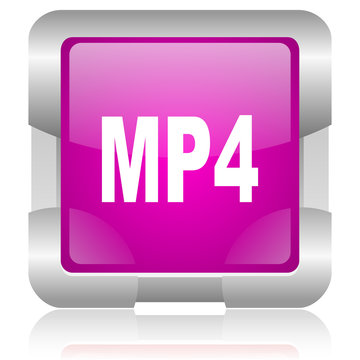 mp4 pink square web glossy icon