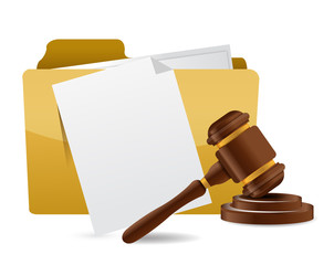 folder document papers and gavel illustration