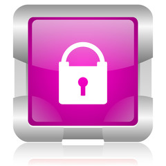 protect pink square web glossy icon