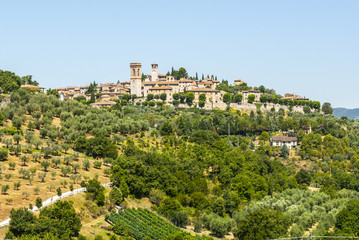 Fototapeta na wymiar Corciano (Włochy) - Panoramiczny widok