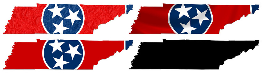 US Tennessee state flag over map collage - 50664715