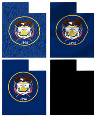 US Utah state flag over map collage
