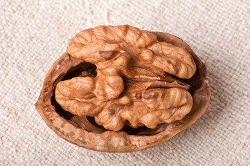 walnuts on a background of old fabric