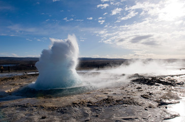 Geyser exloding in Iceland