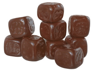 Cubes of chocolate close up