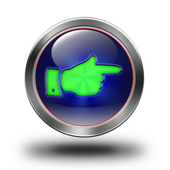 Point the finger, the direction of, glossy icon - obrazy, fototapety, plakaty