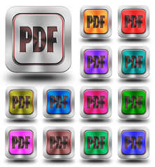 PDF aluminum glossy icons, crazy colors - obrazy, fototapety, plakaty