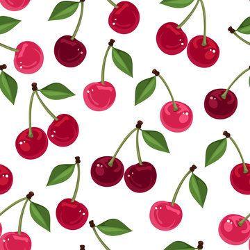 Seamless pattern with cherry. Vector illustration.
