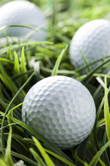 Pure White Golfball on green grass