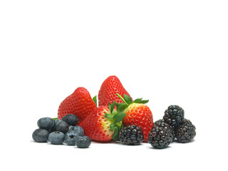 blueberries, strawberries and blackberries