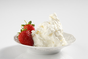 stracciatella and strawberries