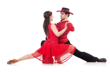 Pair of dancers isolated on the white