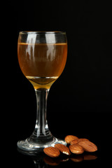 Tasty color liquor, isolated on black