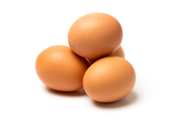 Four eggs isolated with shadow isolated on white background
