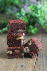 Four pieces of brownies
