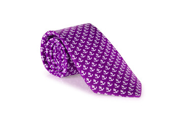 Elegant silk male tie ( necktie ) on white