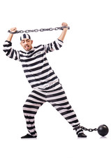 Convict criminal in striped uniform