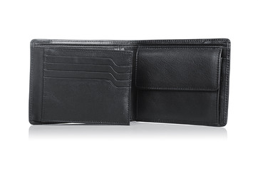 Leather wallet isolated on the white