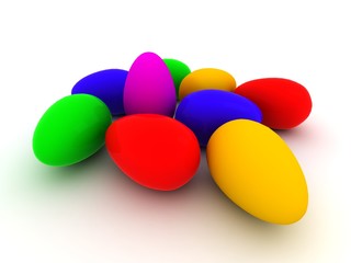 Ostereier in verschiedenen Farben