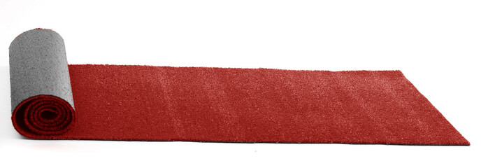 Artificial rolled red grass, isolated on white