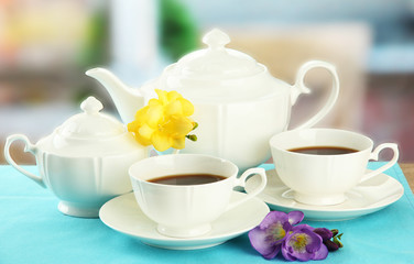 Beautiful tea service on table