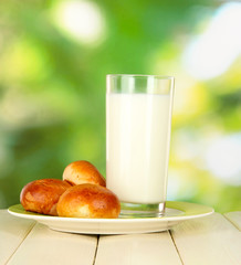 Bread rolls and glass of milk