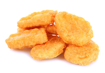 Fried chicken nuggets isolated on white