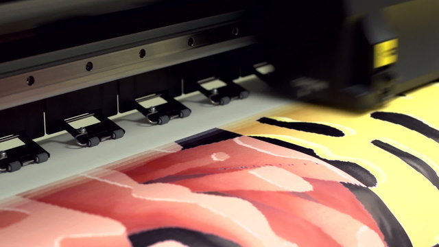 Large industrial printer, close up shot
