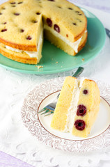 White chocolate, cottage cheese and cherry cake