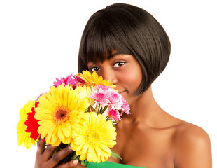 Black woman with flowers