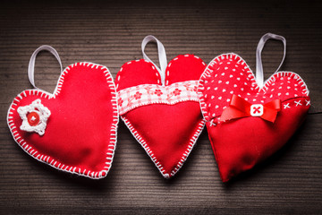 Handmade red hearts