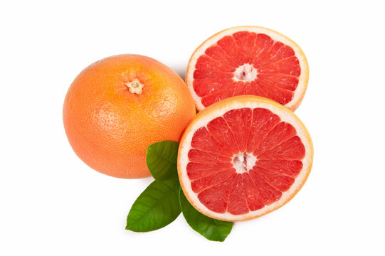 Grapefruit with slice detail on white background © vitals