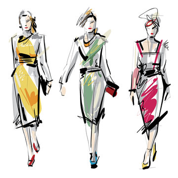 Fashion models. Sketch.