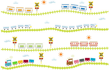 子供向け可愛い踏切のある線路を走る動物電車 Wall Mural ニコ 子供向け可愛い踏切のある線路を走る動物電車 Wall Mural ニコ