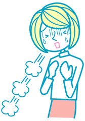 息切れする女性