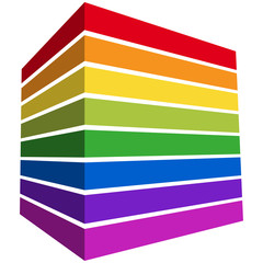 Quader mit Streifen in Regenbogenfarben, Vektor und freigestellt