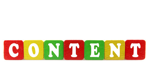 content - isolated text in wooden building blocks