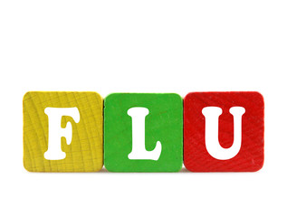 flu - isolated text in wooden building blocks