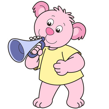 recommend clip art: Cartoon Bear Playing a Trumpet