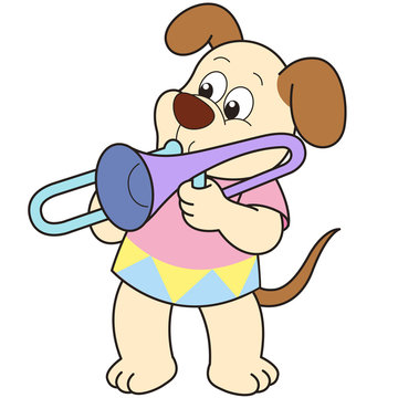 dog playing trombone cartoon clip art preview