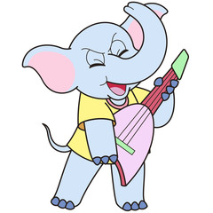 Cartoon Elephant Playing an Electric Guitar