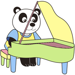 Cartoon Panda Playing a Pinao