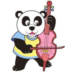 Cartoon Panda Playing a Cello