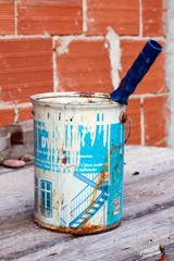 Old and rusted paint tin