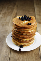 Pile of pancakes in the white plate