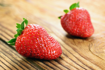 Strawberries on a old wooden table