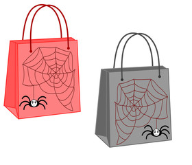Пакеты для покупок  с пауком и паутиной на белом фоне