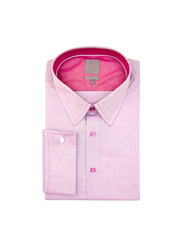 male pink folded shirt isolated on white background