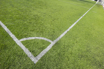 Obraz premium corner of a synthetic football field, detail